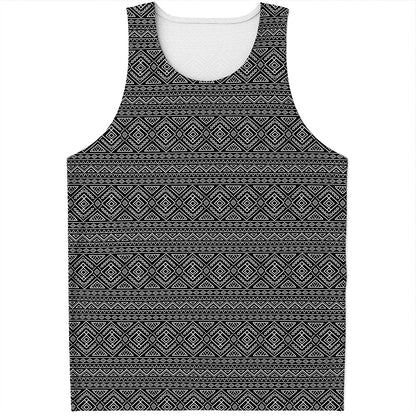 Black And White Navajo Tribal Print Men's Tank Top