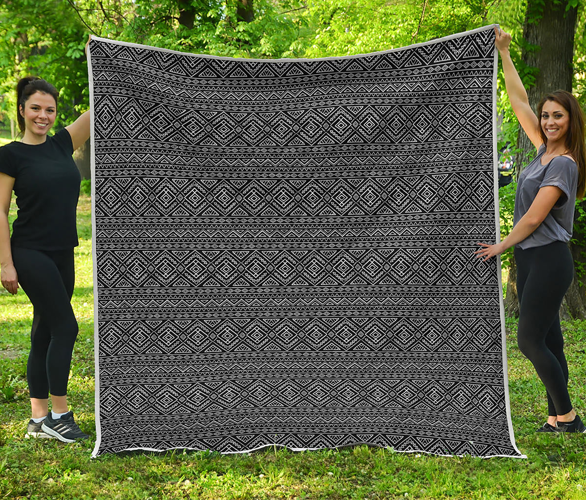 Black And White Navajo Tribal Print Quilt