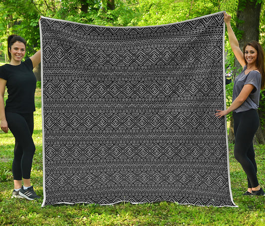 Black And White Navajo Tribal Print Quilt