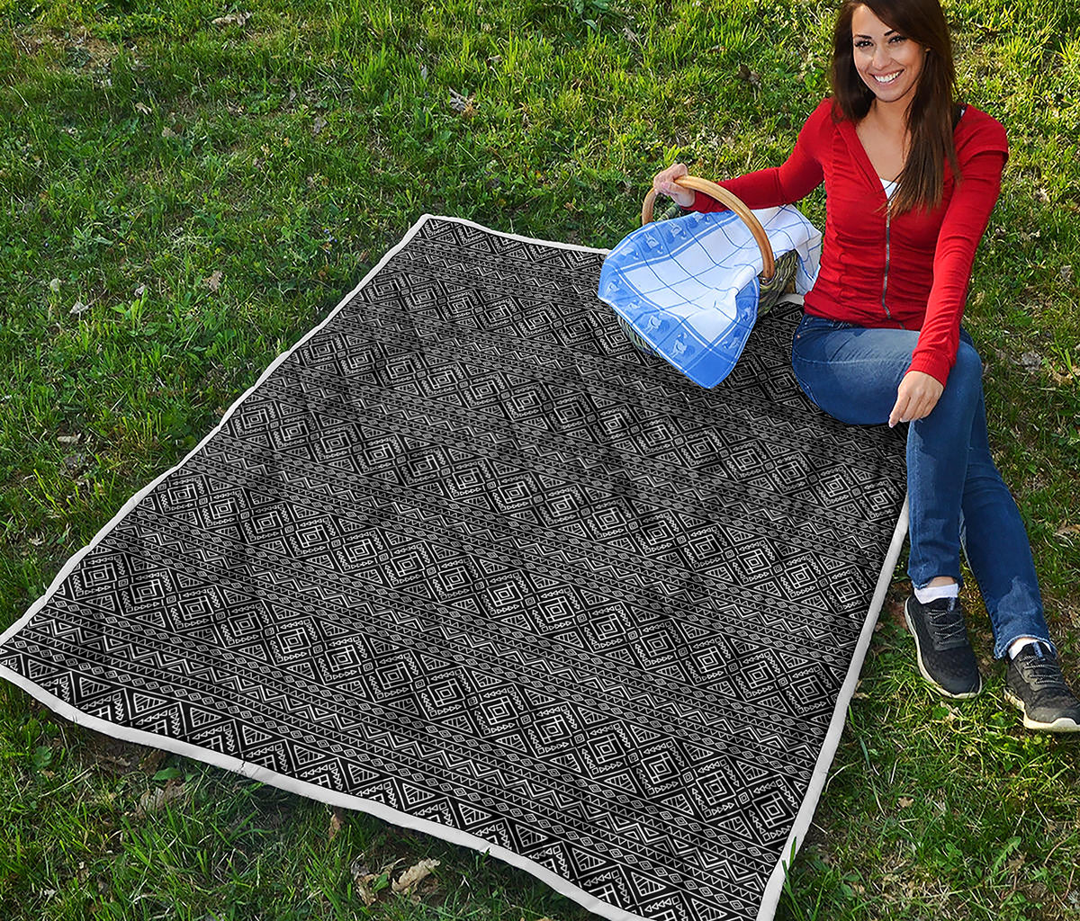 Black And White Navajo Tribal Print Quilt