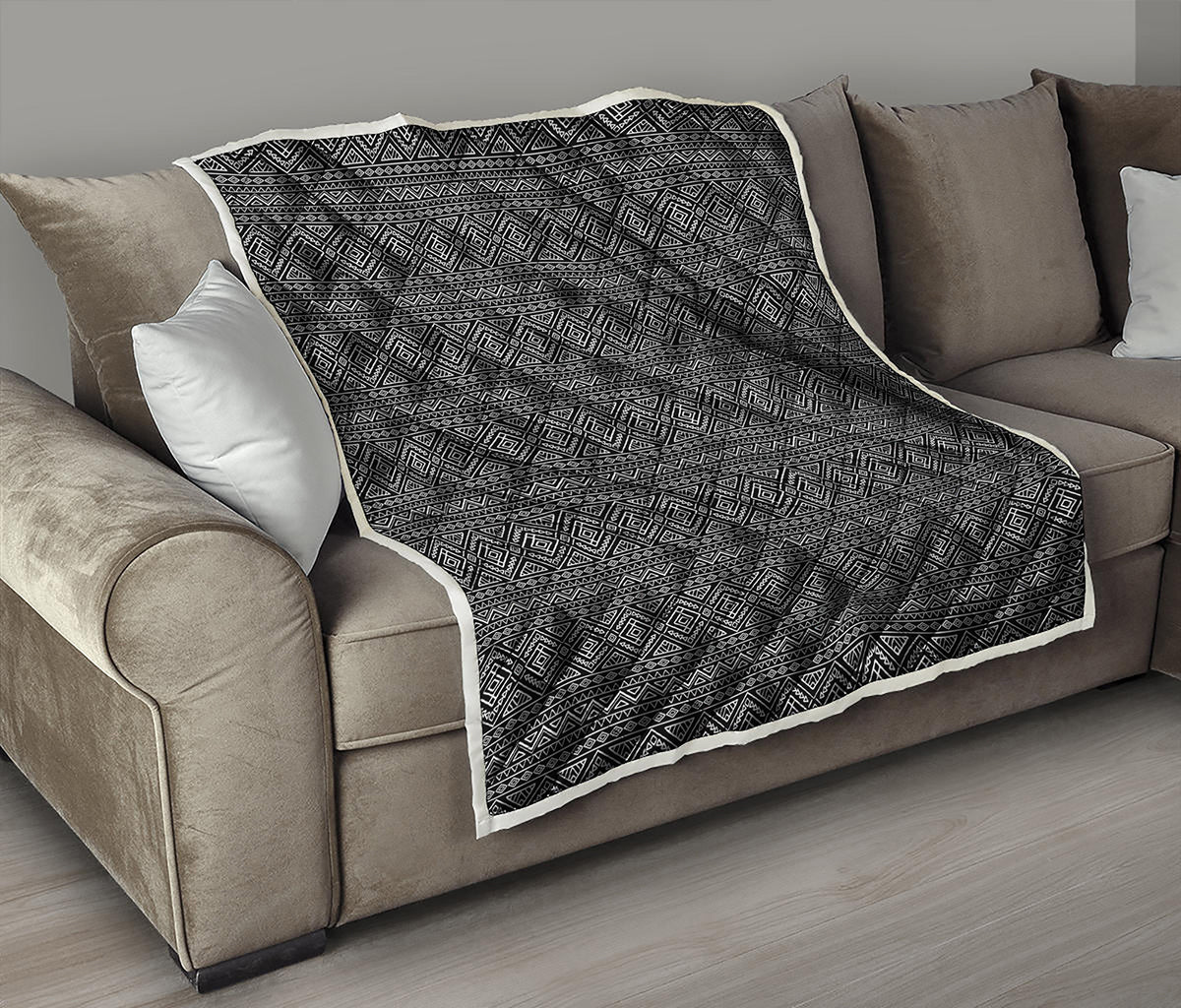 Black And White Navajo Tribal Print Quilt