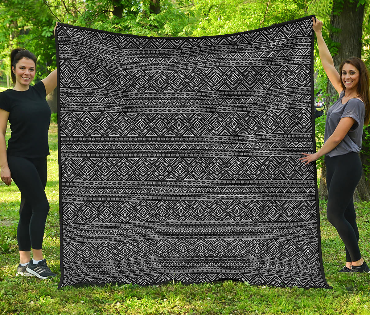 Black And White Navajo Tribal Print Quilt