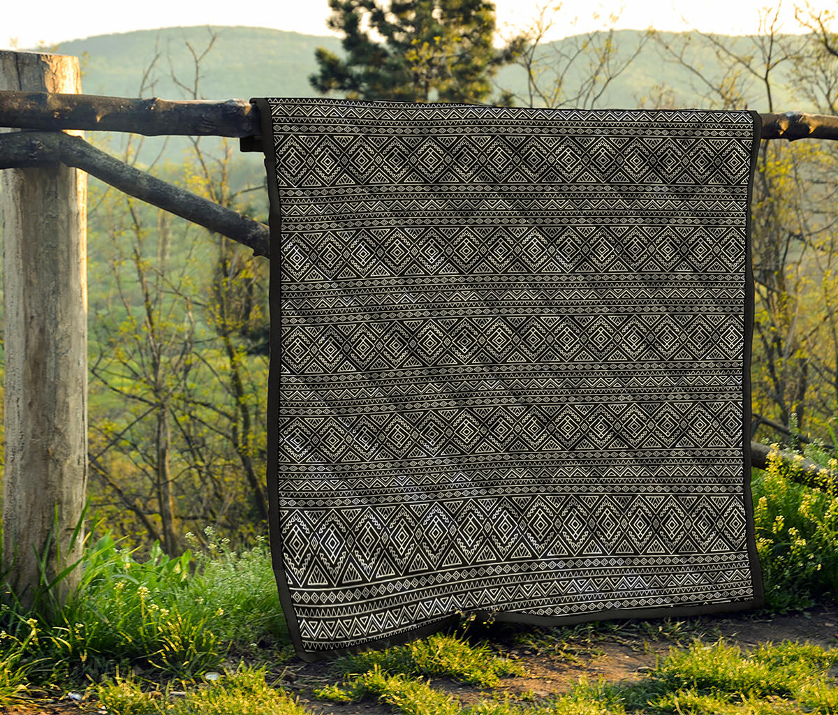Black And White Navajo Tribal Print Quilt