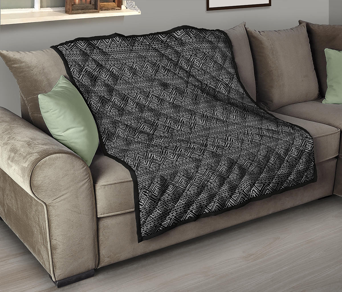 Black And White Navajo Tribal Print Quilt