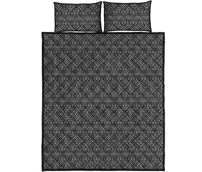 Black And White Navajo Tribal Print Quilt Bed Set