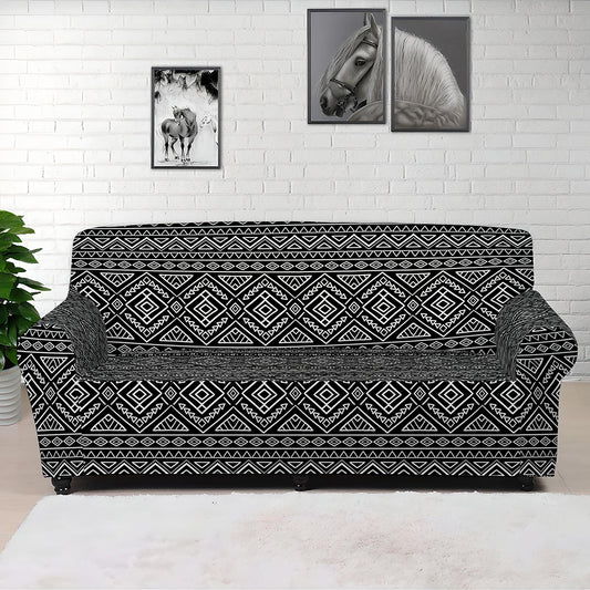 Black And White Navajo Tribal Print Sofa Cover