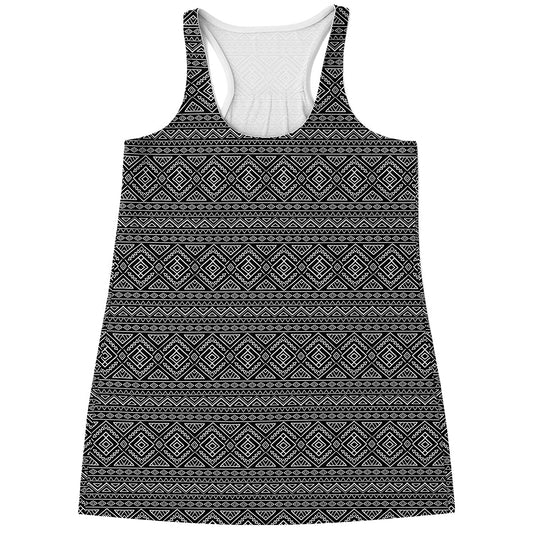 Black And White Navajo Tribal Print Women's Racerback Tank Top