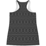 Black And White Navajo Tribal Print Women's Racerback Tank Top