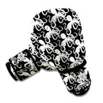 Black And White Octopus Pattern Print Boxing Gloves