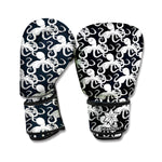 Black And White Octopus Pattern Print Boxing Gloves