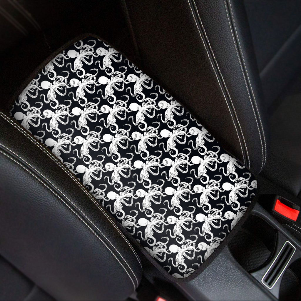 Black And White Octopus Pattern Print Car Center Console Cover