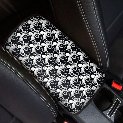 Black And White Octopus Pattern Print Car Center Console Cover