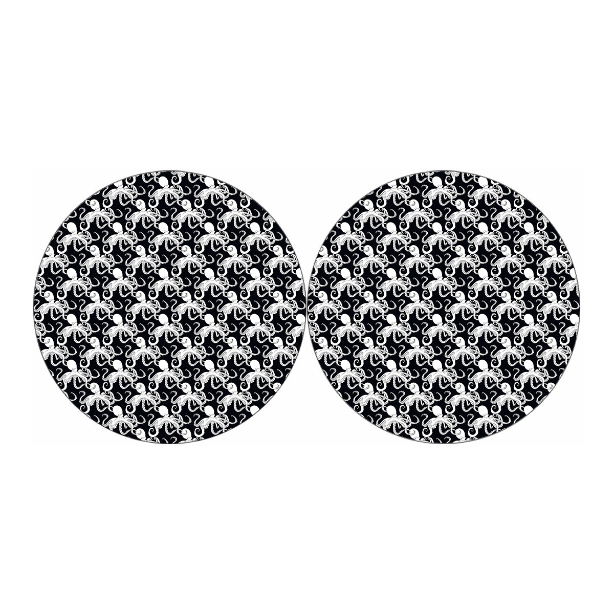 Black And White Octopus Pattern Print Car Coasters
