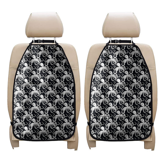 Black And White Octopus Pattern Print Car Seat Organizers