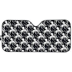 Black And White Octopus Pattern Print Car Sun Shade