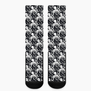 Black And White Octopus Pattern Print Crew Socks