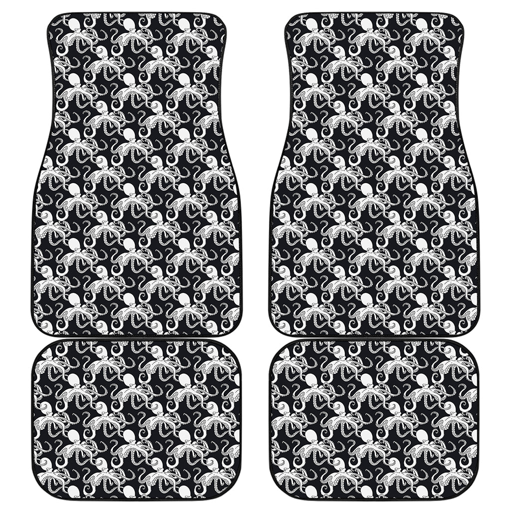 Black And White Octopus Pattern Print Front and Back Car Floor Mats