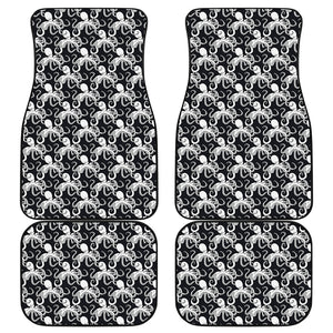 Black And White Octopus Pattern Print Front and Back Car Floor Mats