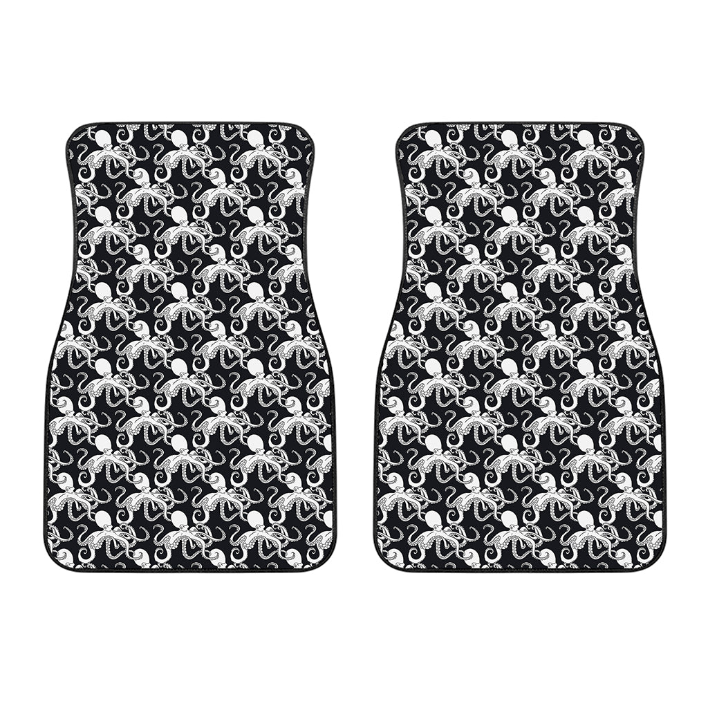 Black And White Octopus Pattern Print Front Car Floor Mats