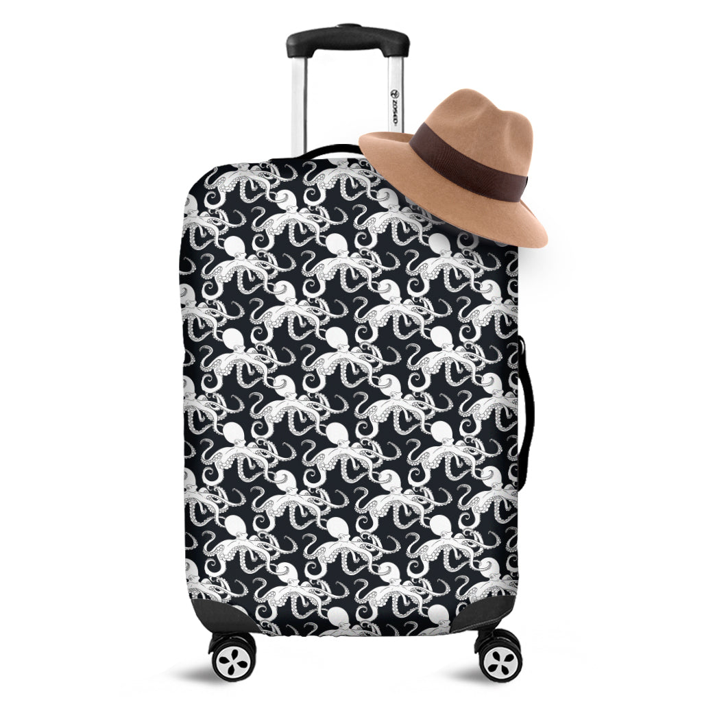 Black And White Octopus Pattern Print Luggage Cover