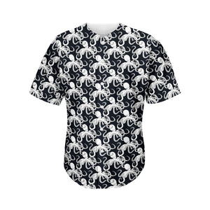 Black And White Octopus Pattern Print Men's Baseball Jersey