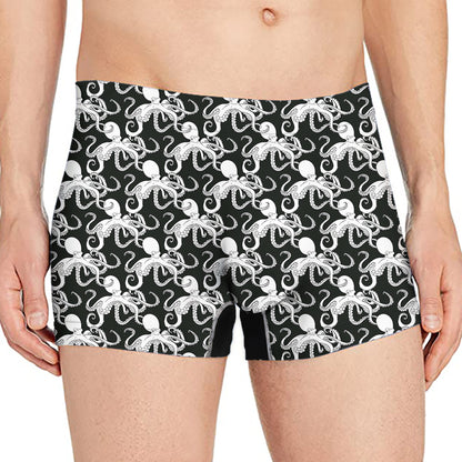 Black And White Octopus Pattern Print Men's Boxer Briefs