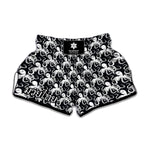 Black And White Octopus Pattern Print Muay Thai Boxing Shorts