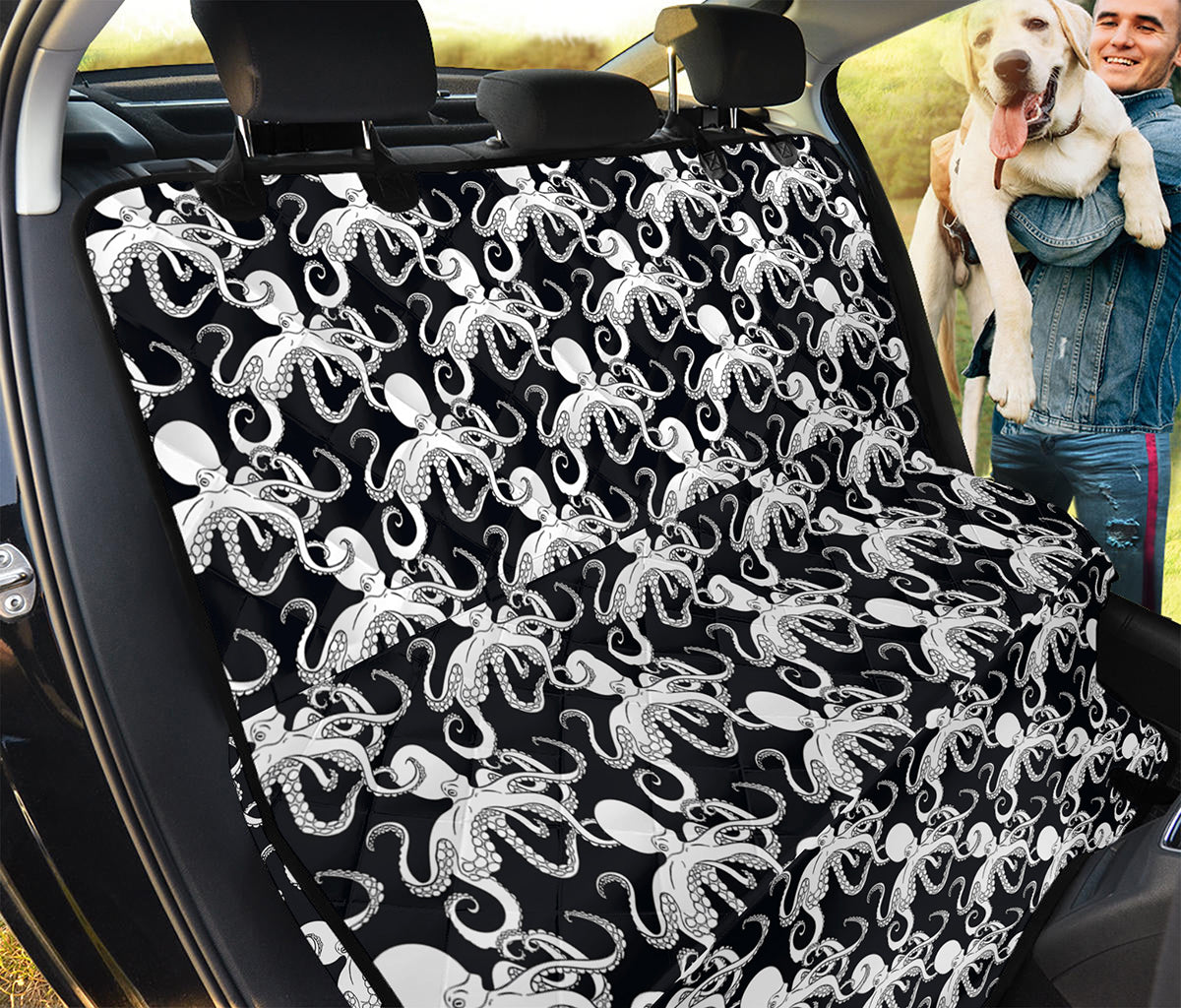 Black And White Octopus Pattern Print Pet Car Back Seat Cover