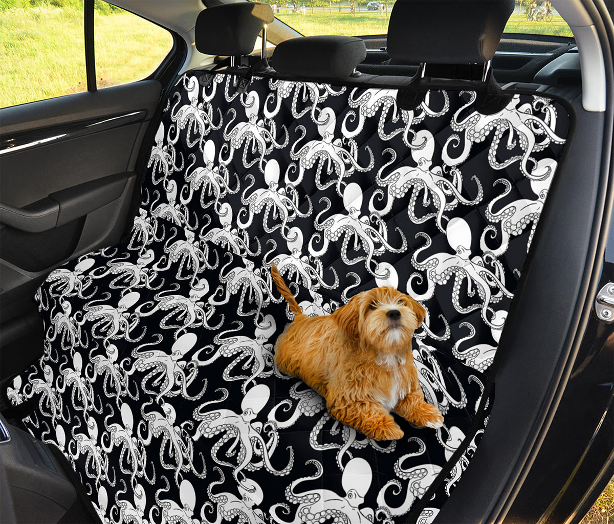 Black And White Octopus Pattern Print Pet Car Back Seat Cover