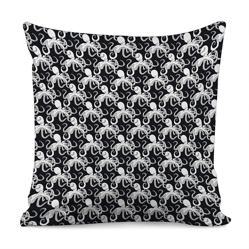 Black And White Octopus Pattern Print Pillow Cover
