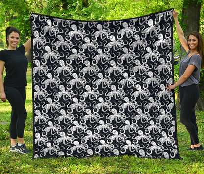 Black And White Octopus Pattern Print Quilt