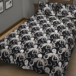 Black And White Octopus Pattern Print Quilt Bed Set