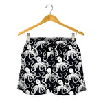 Black And White Octopus Pattern Print Women's Shorts