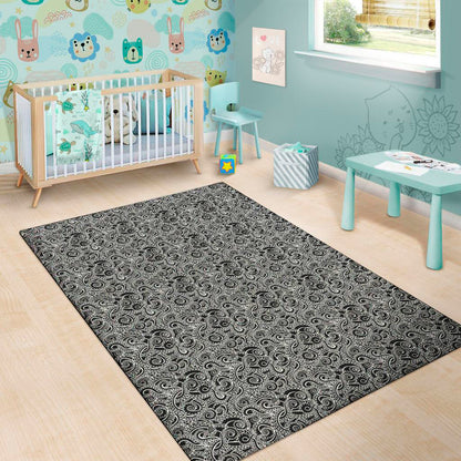 Black And White Octopus Tentacles Print Area Rug
