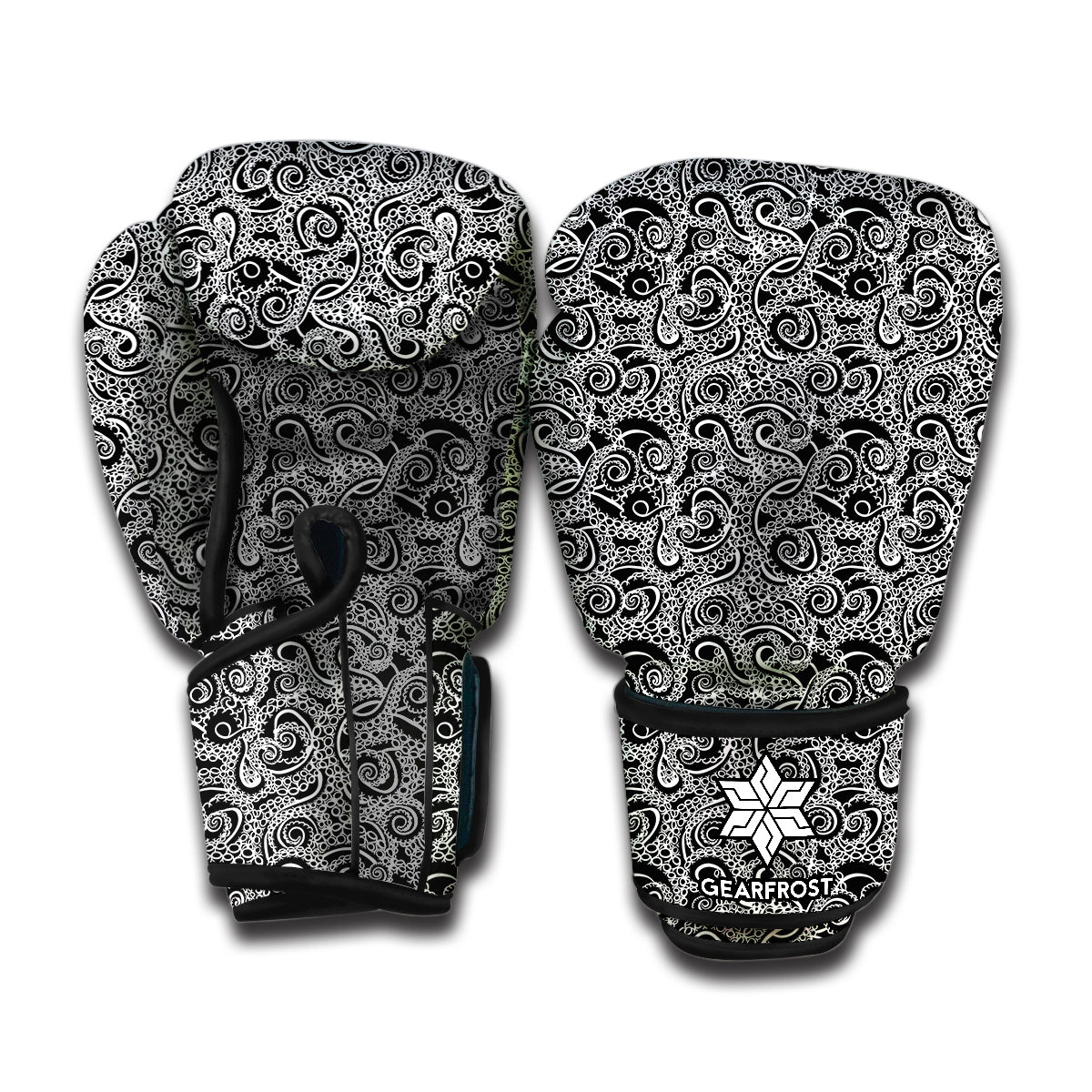 Black And White Octopus Tentacles Print Boxing Gloves