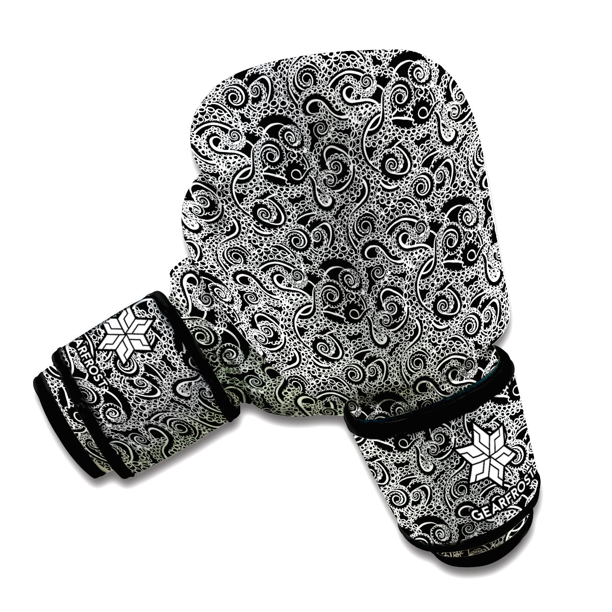 Black And White Octopus Tentacles Print Boxing Gloves