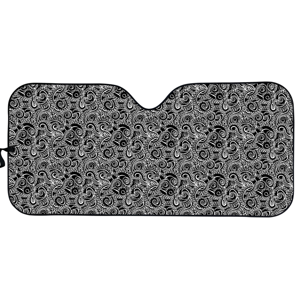 Black And White Octopus Tentacles Print Car Sun Shade