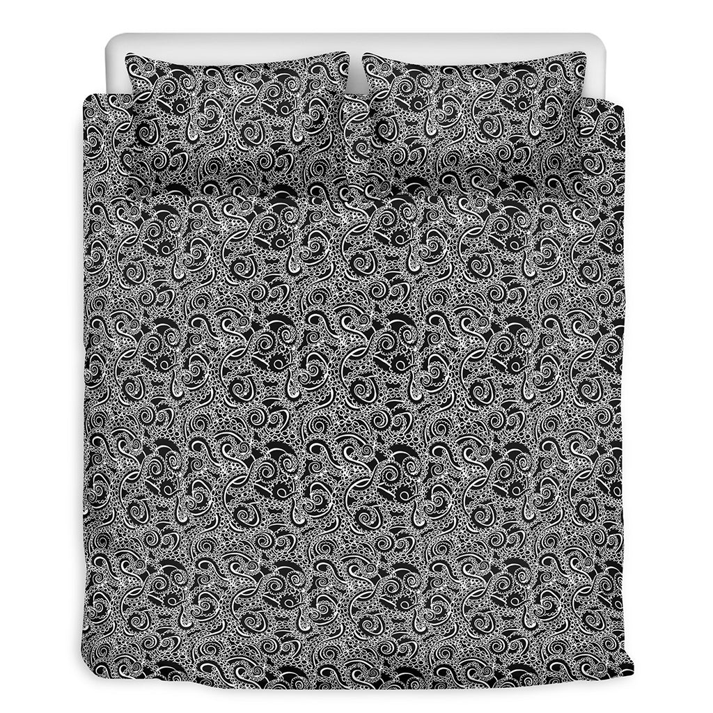 Black And White Octopus Tentacles Print Duvet Cover Bedding Set