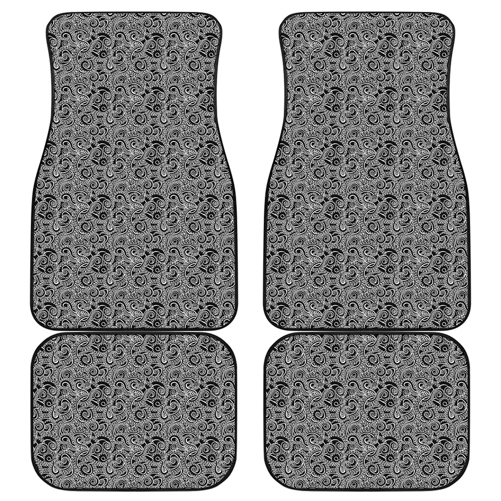Black And White Octopus Tentacles Print Front and Back Car Floor Mats