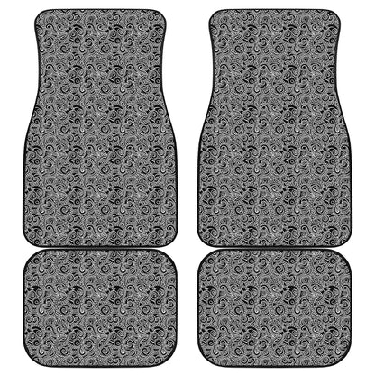 Black And White Octopus Tentacles Print Front and Back Car Floor Mats