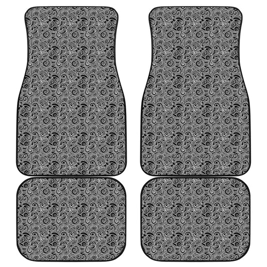 Black And White Octopus Tentacles Print Front and Back Car Floor Mats