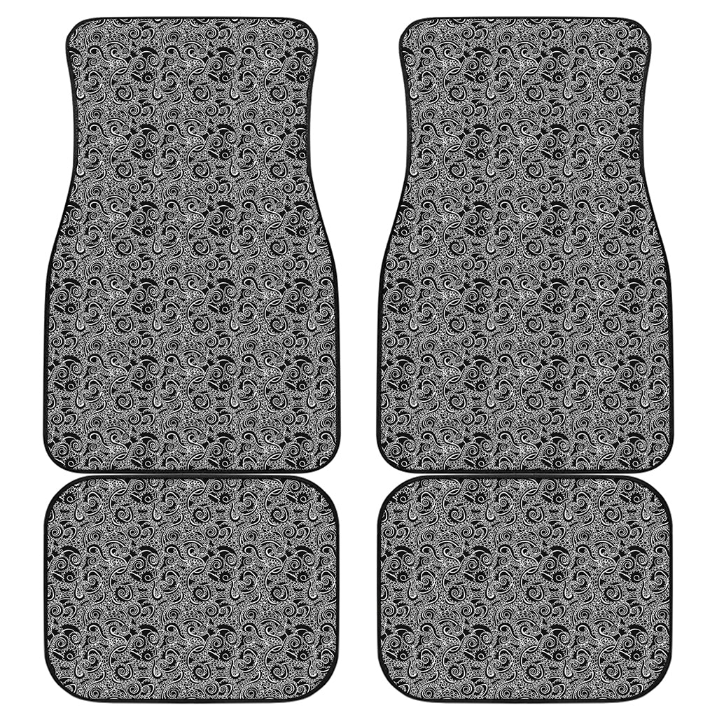 Black And White Octopus Tentacles Print Front and Back Car Floor Mats