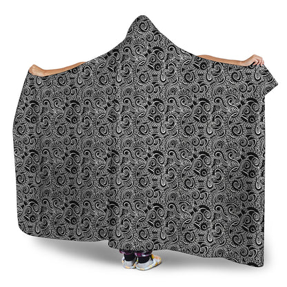 Black And White Octopus Tentacles Print Hooded Blanket