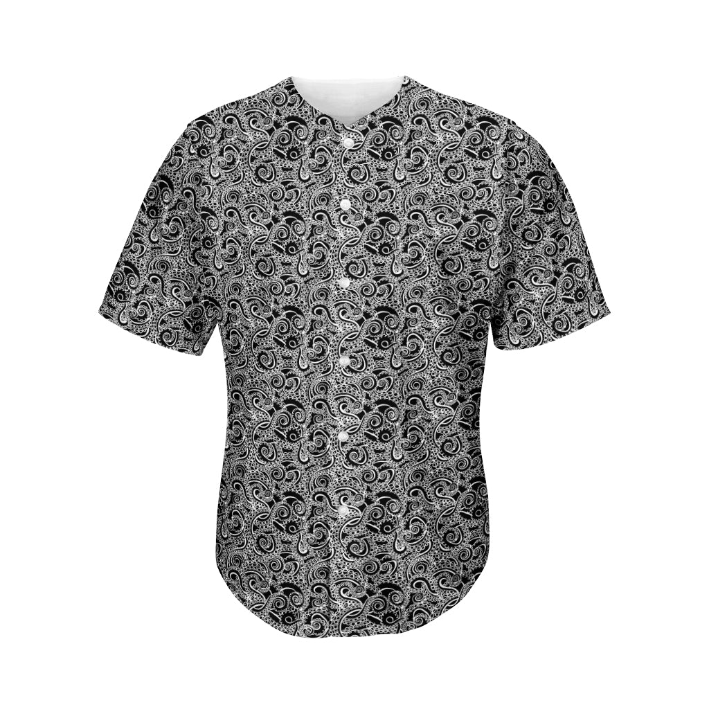 Black And White Octopus Tentacles Print Men's Baseball Jersey