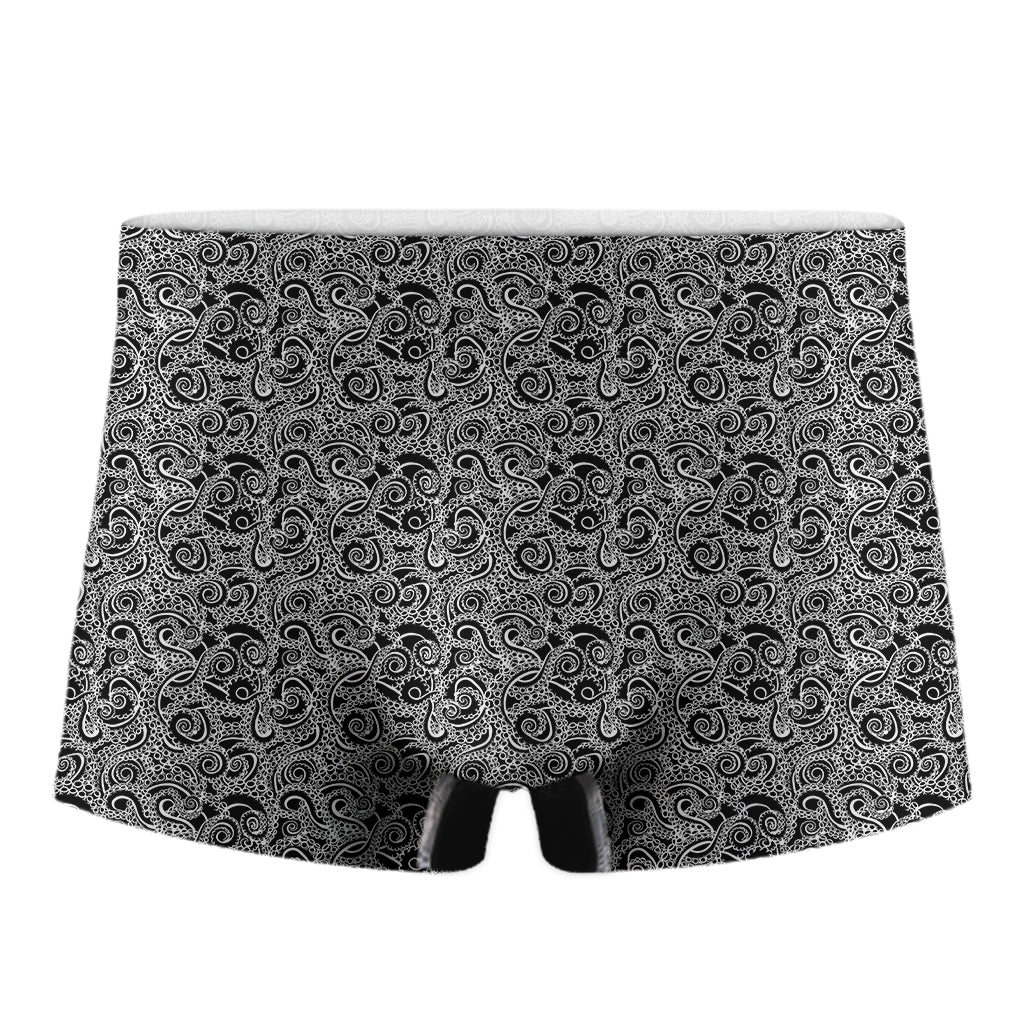 Black And White Octopus Tentacles Print Men's Boxer Briefs