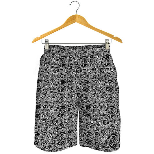Black And White Octopus Tentacles Print Men's Shorts