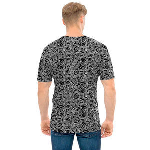 Black And White Octopus Tentacles Print Men's T-Shirt