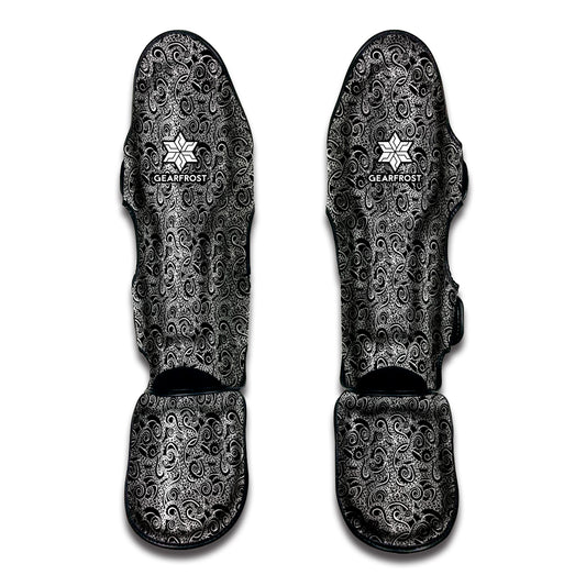 Black And White Octopus Tentacles Print Muay Thai Shin Guard