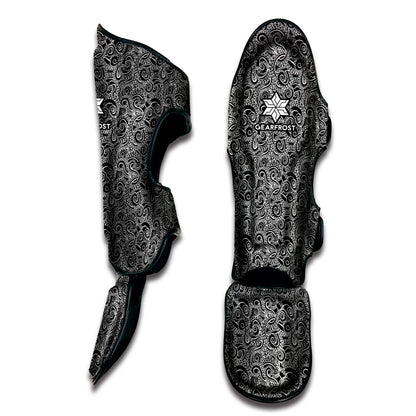 Black And White Octopus Tentacles Print Muay Thai Shin Guard