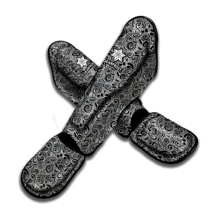 Black And White Octopus Tentacles Print Muay Thai Shin Guard